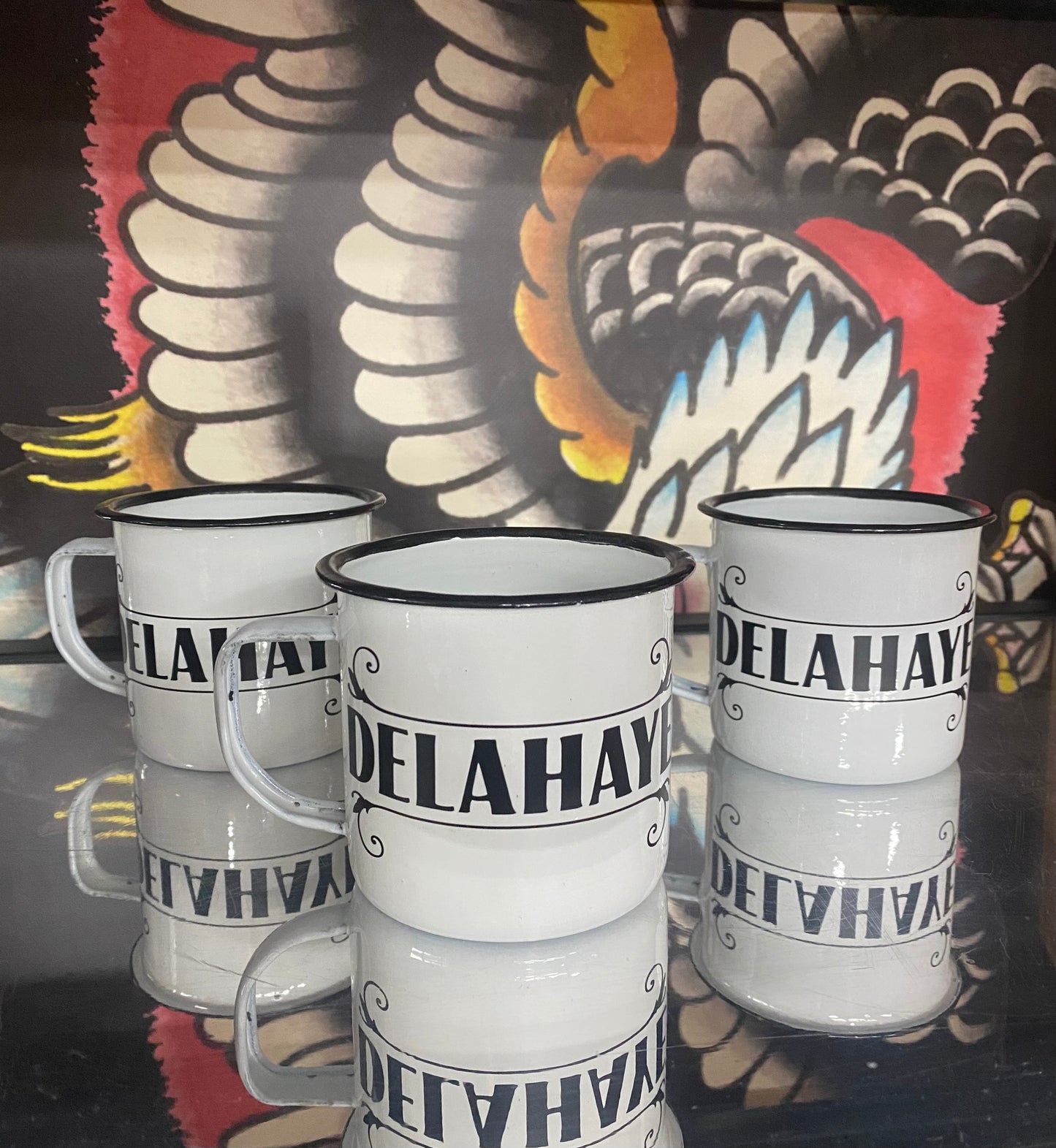 (A) Emaille DELAHAYE mok